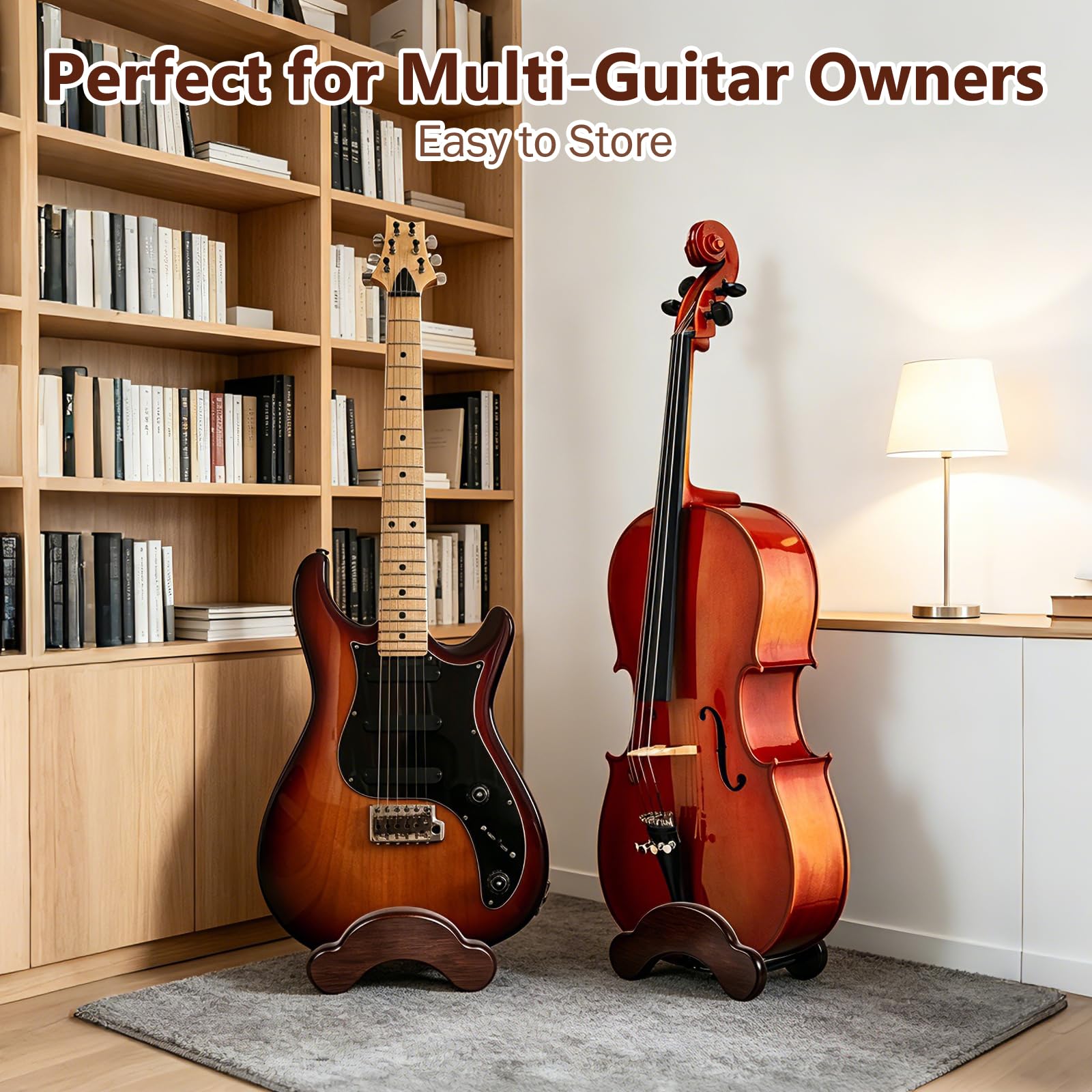 RPMTUK Acoustic Guitar Stand, Portable Adjustable Guitar Stand Floor, Clip-On Self-Standing Solid Wood Guitar, Guitar Holder for Acoustic, Classic and Folk Guitar