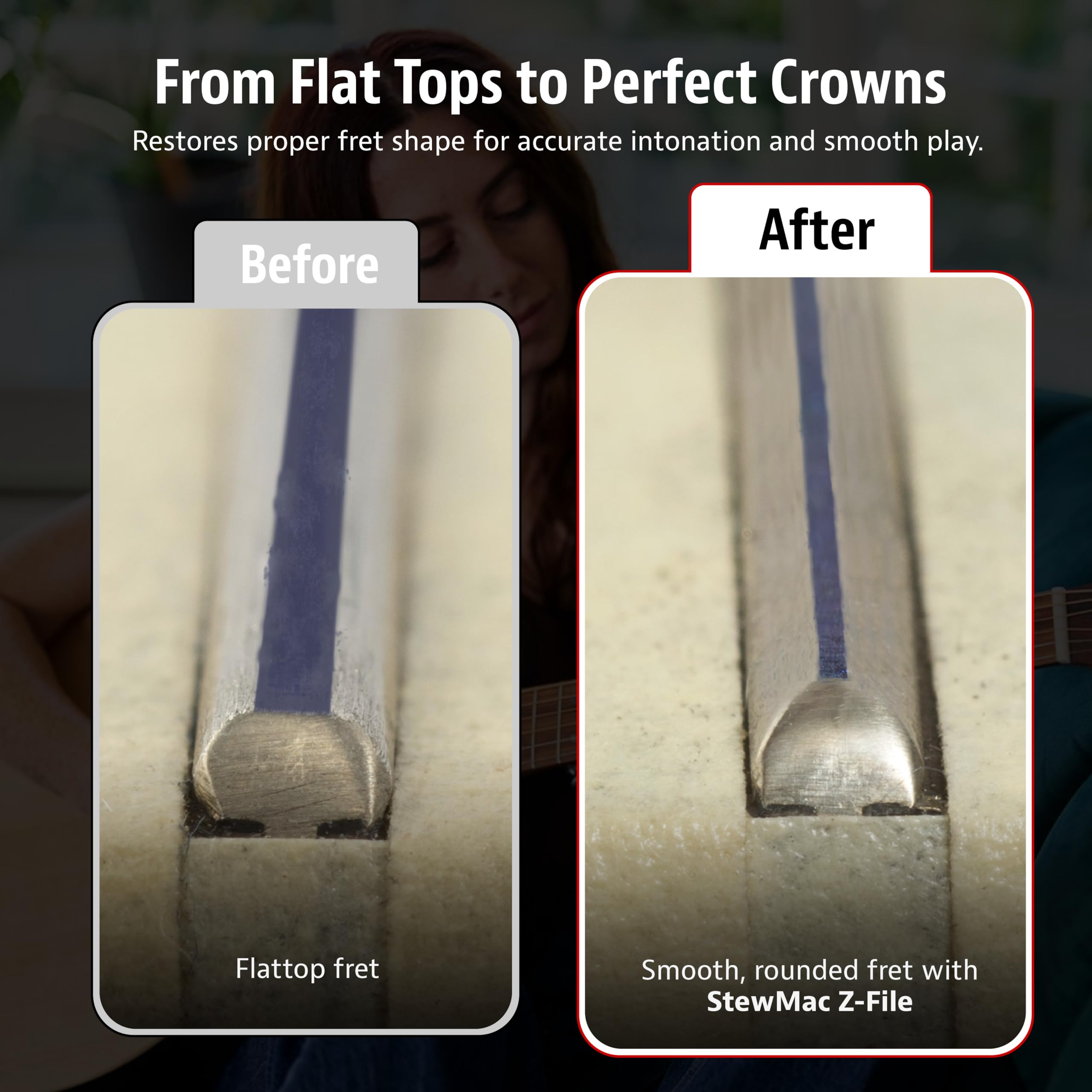 StewMac Safe Edge Z-File Guitar Fret Crowning File, Diamond Grit
