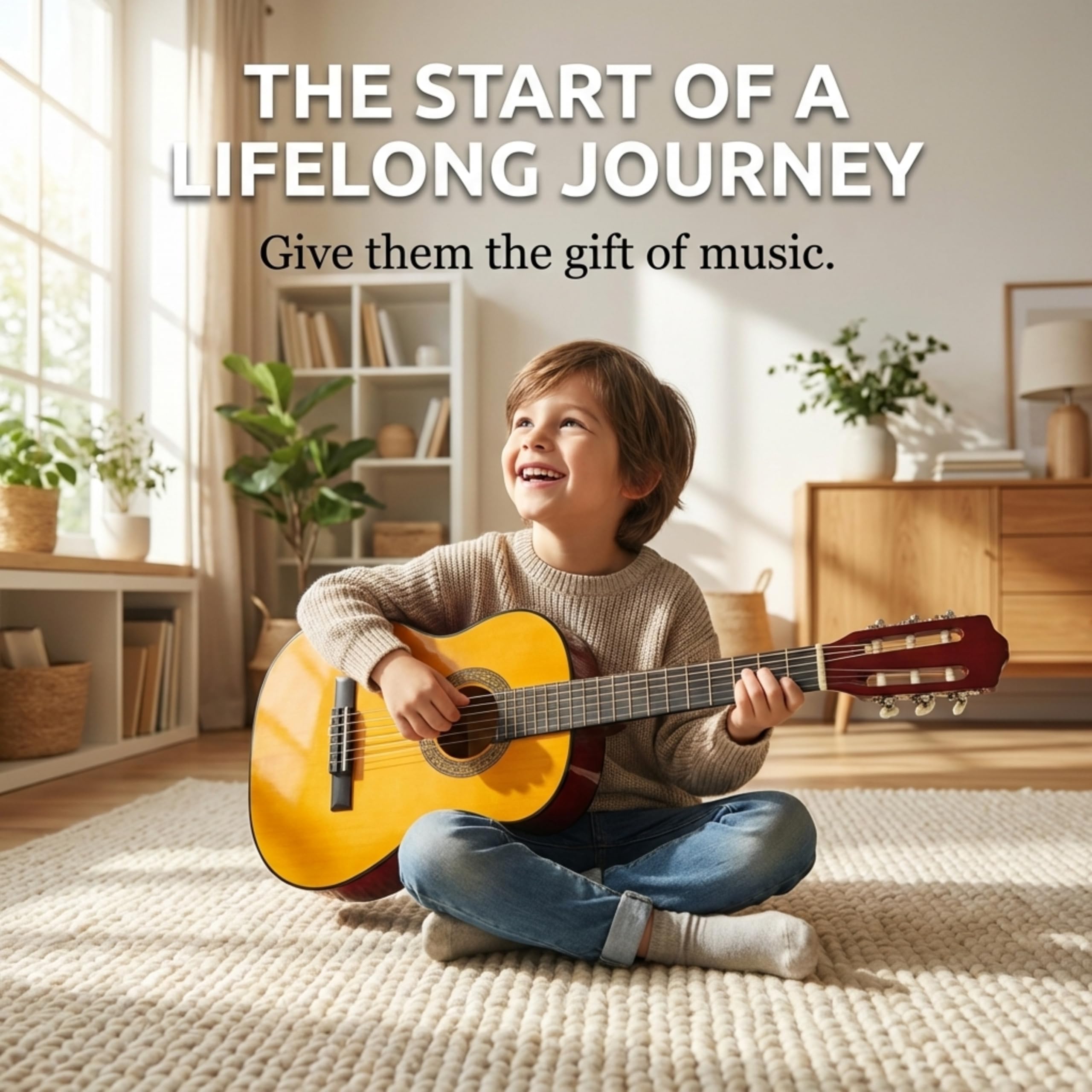 Music Alley 34 Inch Junior Classical Guitar for Kids, Natural
