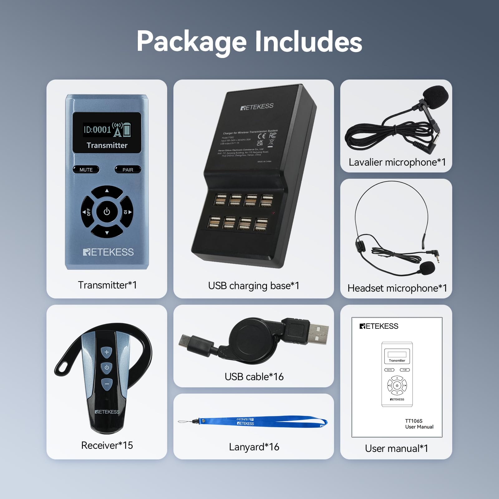 Retekess TT106S Wireless Audio Tour Guide System, Translation Equipment