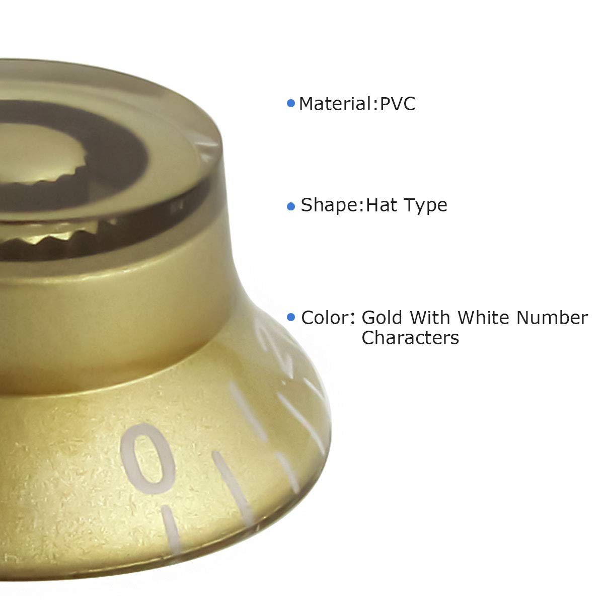 FLEOR 4pcs LP Guitar Top Hat Knobs Golden 18 Splines Bell Knob for LP SG Electric Guitar