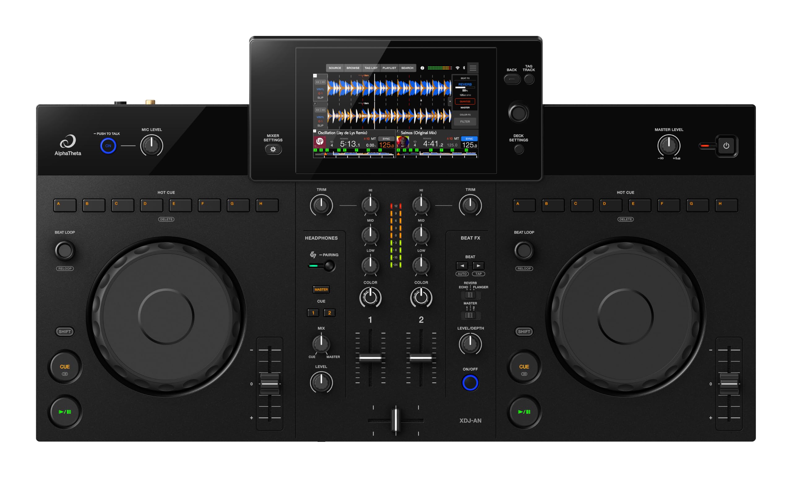 AlphaTheta XDJ-AN 2-Channel All-in-One DJ System, Touchscreen, Wi-Fi