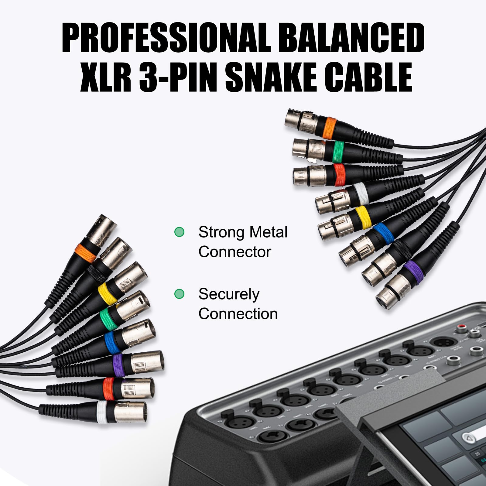 8 Channel XLR Male to Female Snake Cables, Microphone Patch Cable 15FT