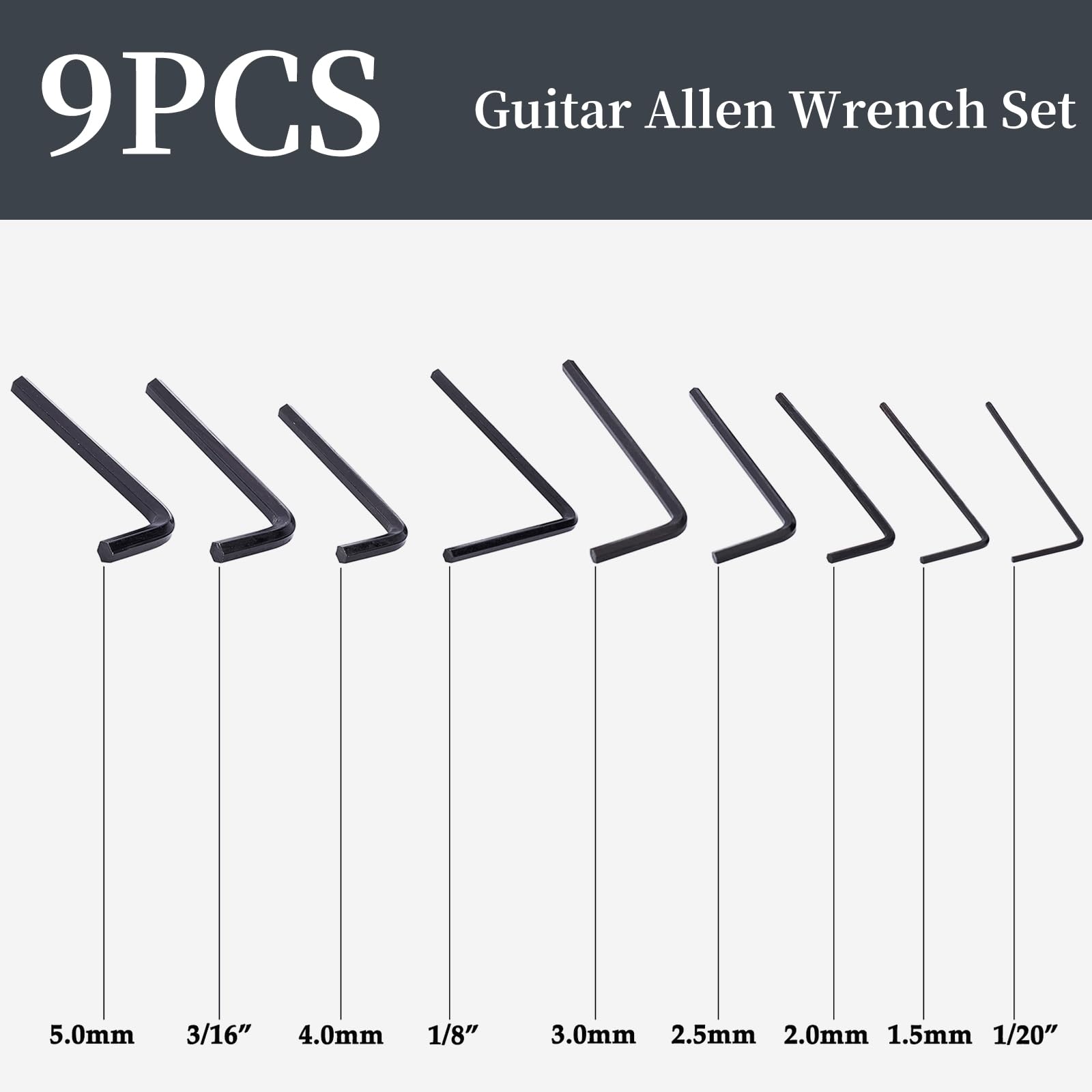 Hinfudor 14PCS Truss Rod Allen Wrenches Set for Guitar Bass