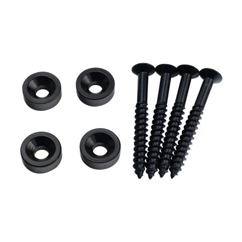 OVSAL 4Pcs Guitar Neck Joint Ferrules with Screws Stainless Steel Bass Joint Bushings Bolt Kit Compatible with Bolt-on Necks Electric Bass Guitar Replacement Parts Black