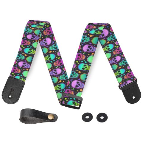 HSIAHOU Guitar Strap Acoustic Guitar Straps Personalized Guitar Strap bright skulls Strap