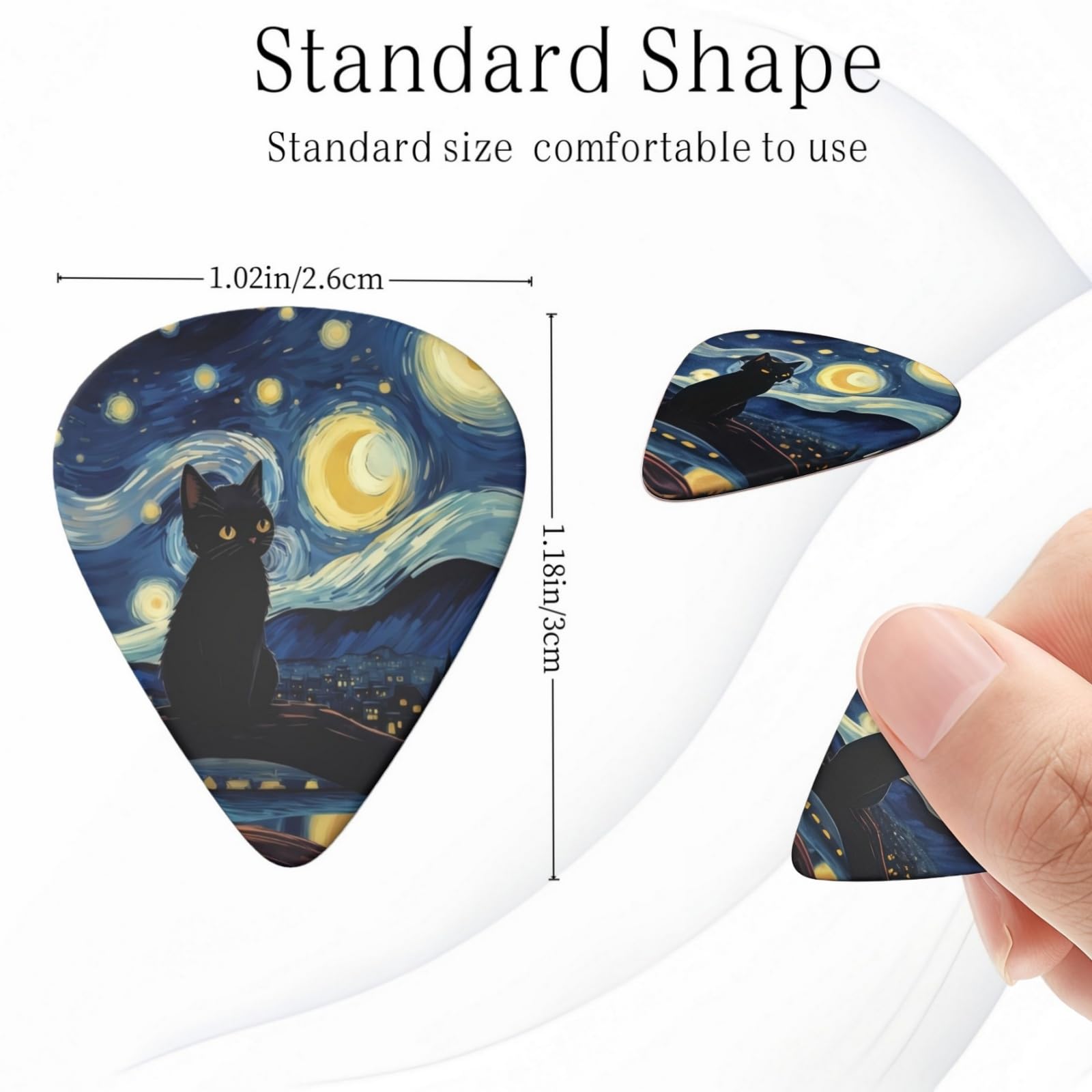 KWSAAHU 0.96mm Thick Guitar Picks – Starry Sky Cat