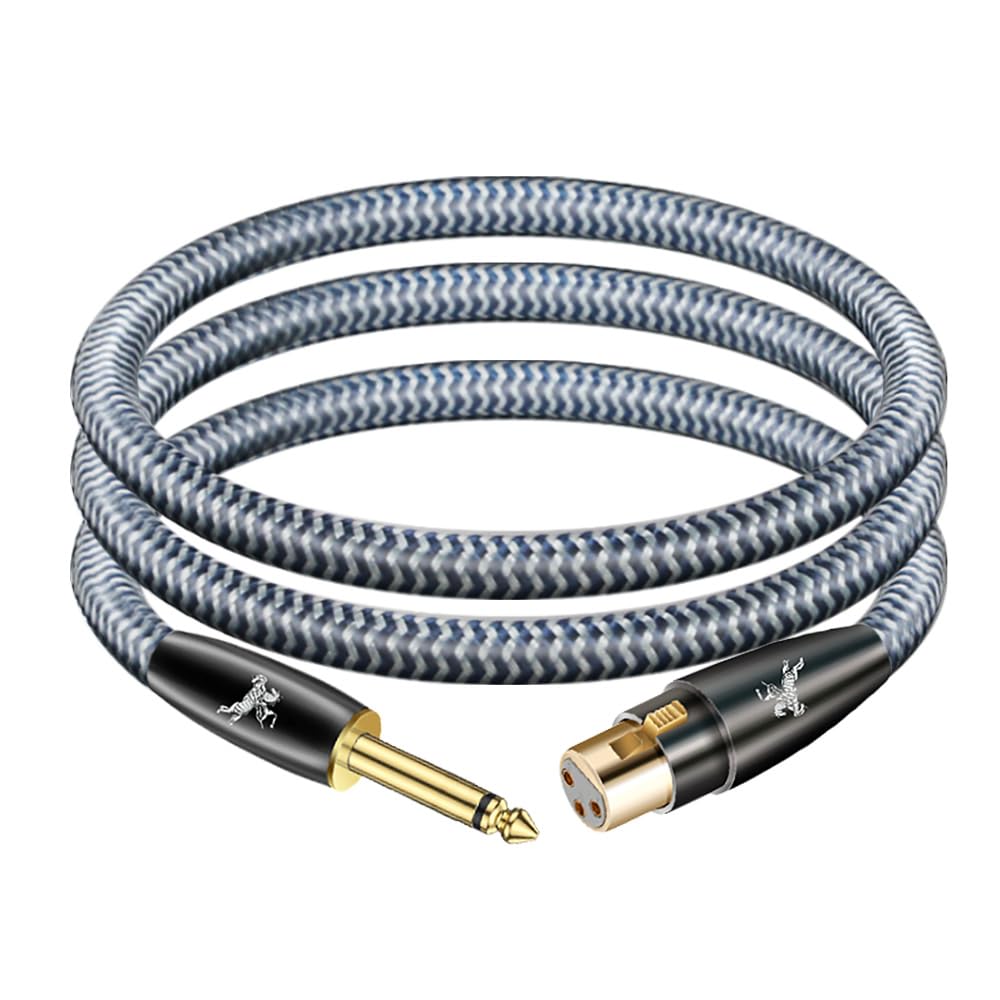 Impeto 1/4″ TS to XLR Female Cable 1.5M/4.9ftt – 24K Gold Plated, OCC Copper, Braided Jacket – Unbalanced Instrument Cable for Guitar/Bass to Mixer/Audio Interface