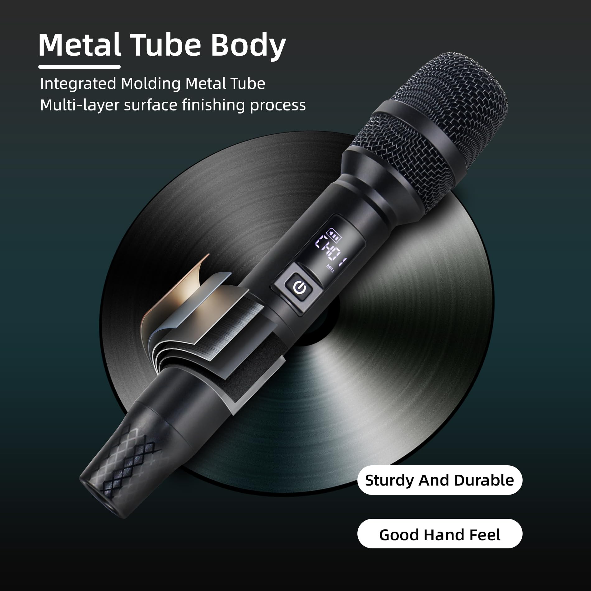 WONATU Wireless Karaoke Microphone, Dual Handheld Mic with 2.4G Dual Signal Chip, 260FT Range, 40H Rechargeable Battery, DSP Noise Cancelling, 99 Channels for Singing, Party, Church