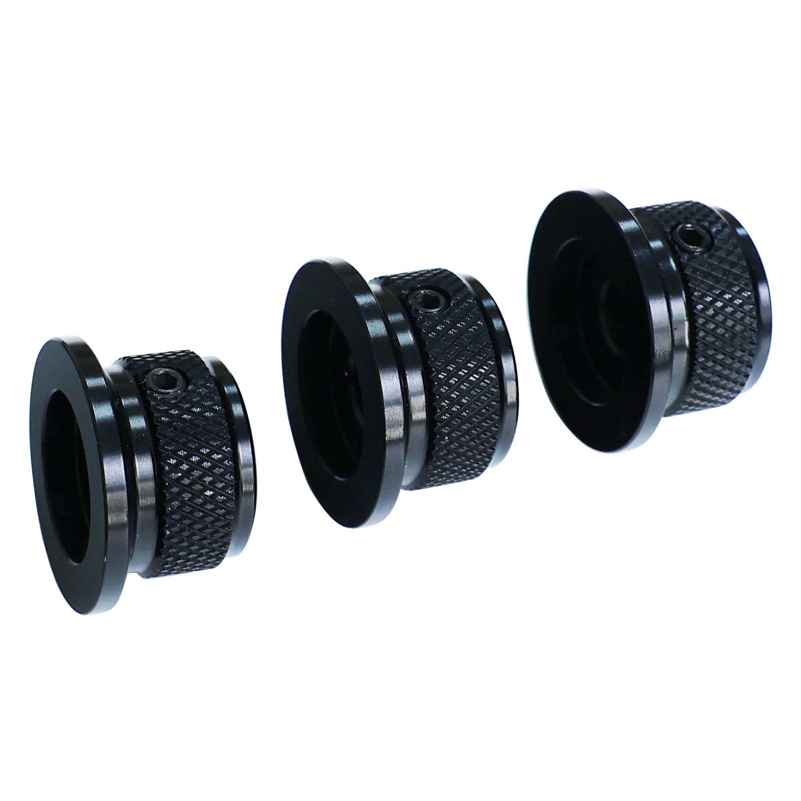 OVSAL 3PCS Electric Bass Guitar Metal Knobs Flat-top Hat-Shaped Volume Tone Control Knobs Shaft Diameter 1/4 inch Compatible with Fender Strat Telecaster Les Paul Electric Guitars or Basses(Black)