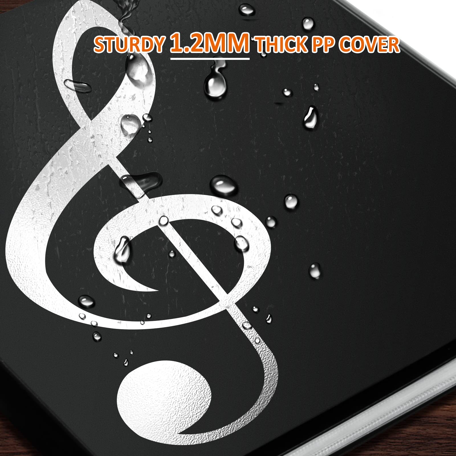 tutata Sheet Music Folder, 8.5 x 11 Music Binder, Writable Sleeves, Black