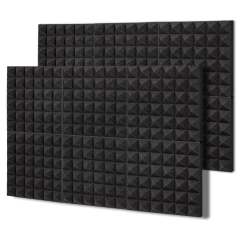 TroyStudio Thick Acoustic Foam Panels, 12 X 12 X 3 Inch 4 Pcs Broadband Sound Absorbing Foam, Dense Soundproof Padding Tile, Recording Studio Foam Absorber, Wedges Decorative 3D Wall Ceiling Panel