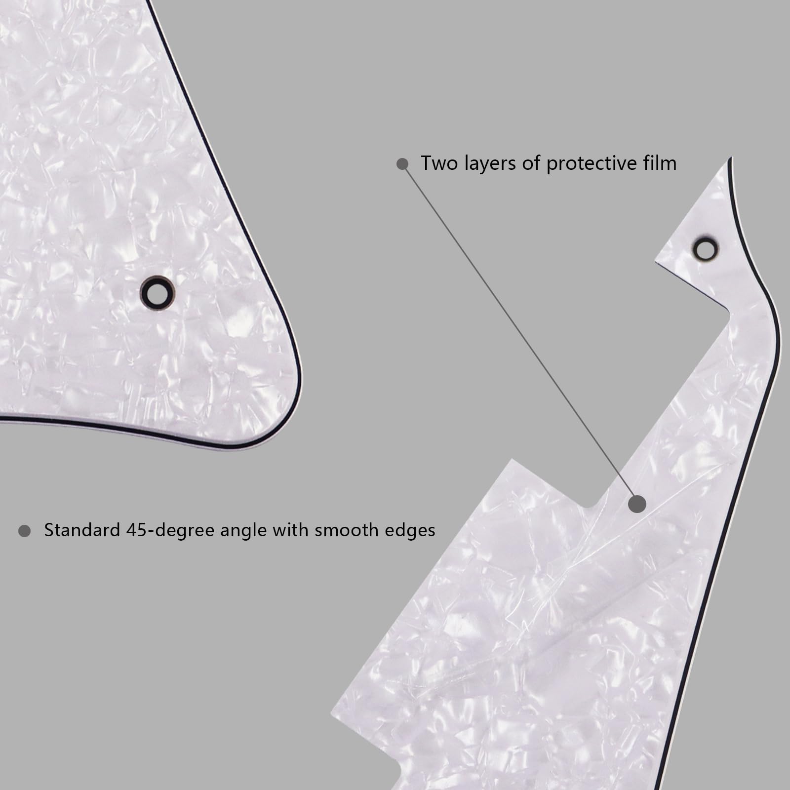 Phrilam Electric Guitar Pickguard Set for Gibson Les Paul, White Pearl 4Ply