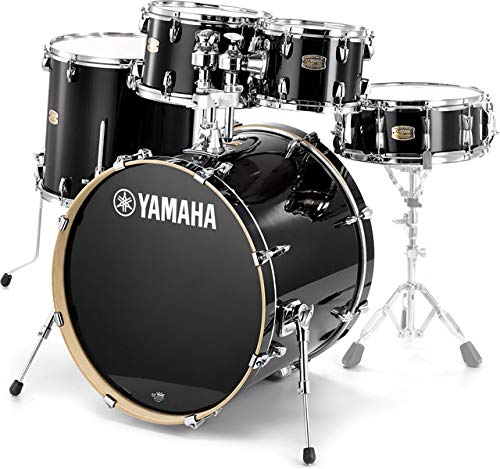 Yamaha Stage Custom Birch 5pc Drum Shell Pack With a 20″ Kick Drum and 14” Snare Drum in Raven Black For Students and Working Drummers (SBP0F50RB)