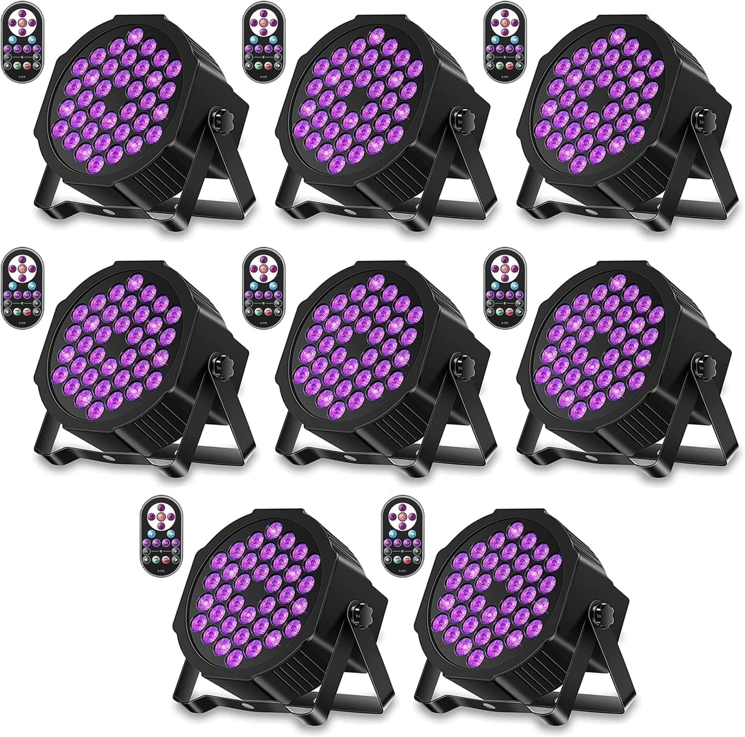 U`King Black Lights UV 36 LED Blacklight Glow in The Dark Black Light DMX Sound Activated Portable Stage Lights for Parties Birthday Wedding DJ Stage (8 Packs)
