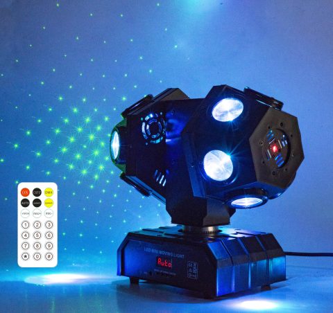 Remote Control Moving Head DJ Light 12LEDs Rotating Stage Beam Lights Uplighting Pinspot Lights for DJ KTV Disco Party Wedding Concert Festival