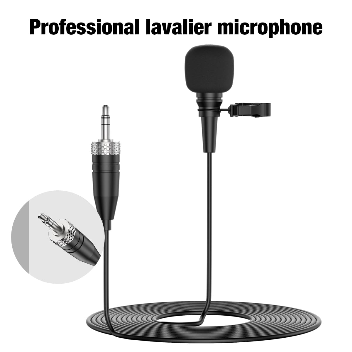 Professional Unidirectional Super Cardioid Lavalier Lapel Microphone – Compatible with Sennheiser Wireless Bodypack System (3.5mm Female Screw Plug)