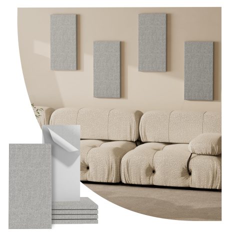 Reverbeon 4PCS Acoustic Panels, 24″x12″ Fabric Acoustic Panels for Walls, Self-Adhesive Sound Absorbing Panels for Home, Office, Studios (Mist Graphite)