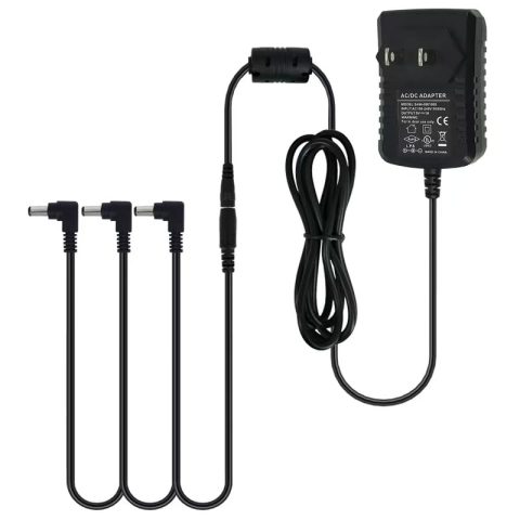 Pigtone Guitar Pedal Power Supply Adapter 9V DC 1A Tip Negative 3 Way Daisy Chain Cables for Guitar Effect Pedal(Tip Negative)