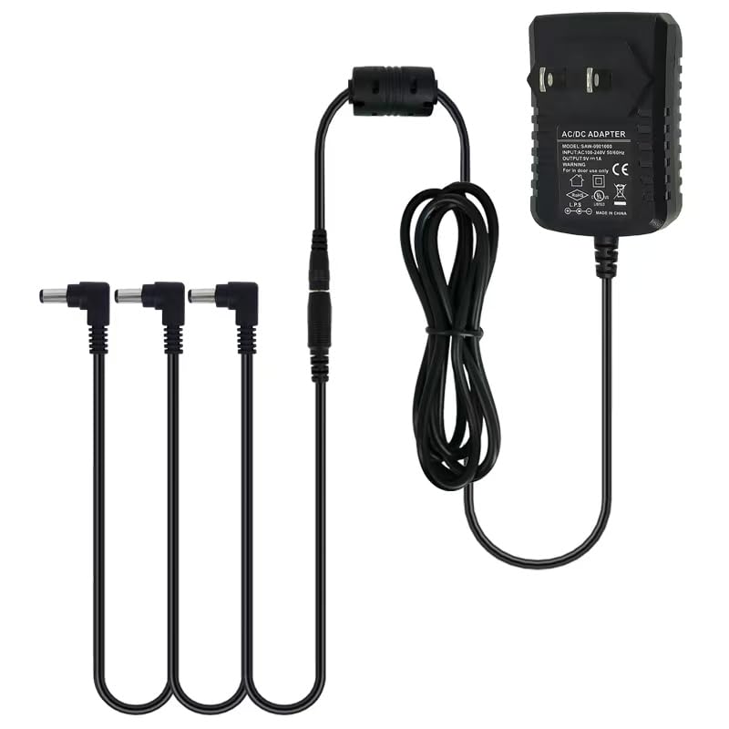 Pigtone Guitar Pedal Power Supply Adapter 9V DC 1A Tip Negative 3 Way Daisy Chain Cables for Guitar Effect Pedal(Tip Negative)