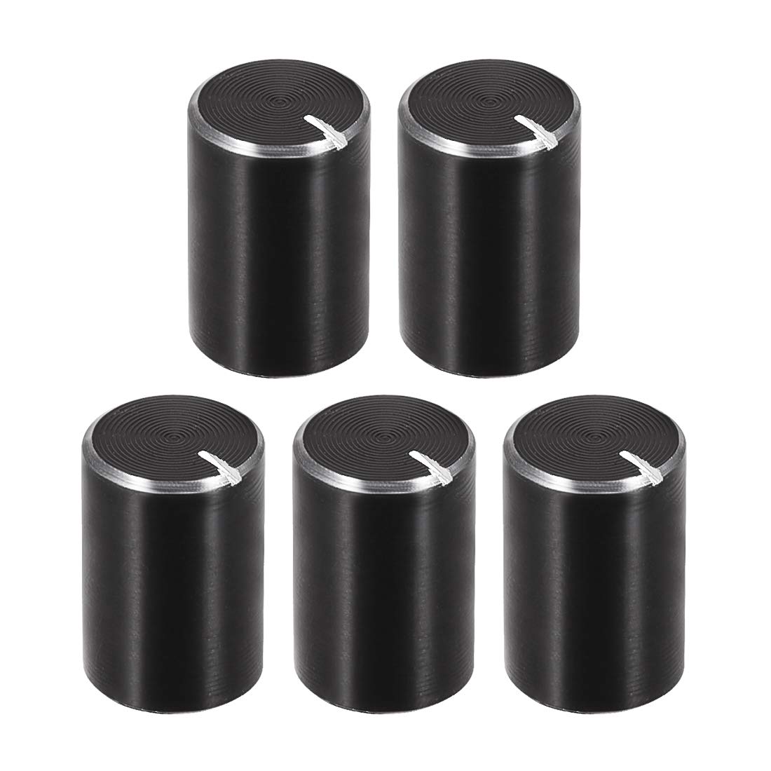 uxcell 5pcs Potentiometer Knob Knurled Shaft Black Aluminum 6mm Shaft Dia. Rotary Knob 10mmx15mm Volume Control Knob