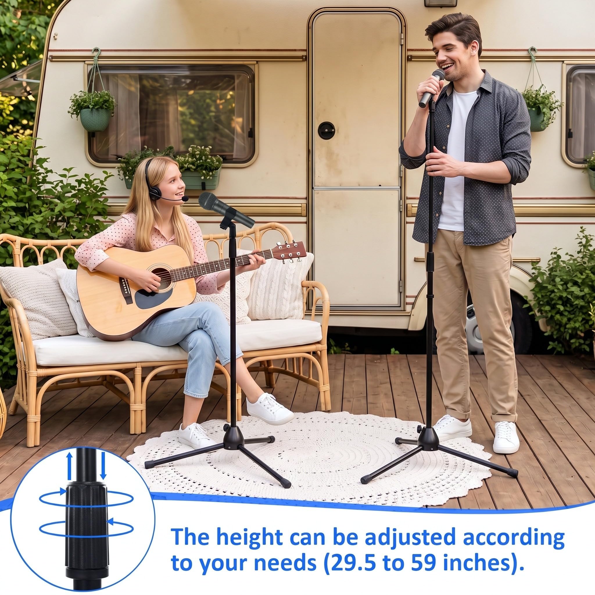 Xuhal 2 Pack Microphone Tripod Stand,Mic Slot