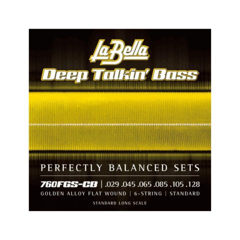 La Bella Deep Talkin Bass Gold Flats Electric Bass Strings – 6-String