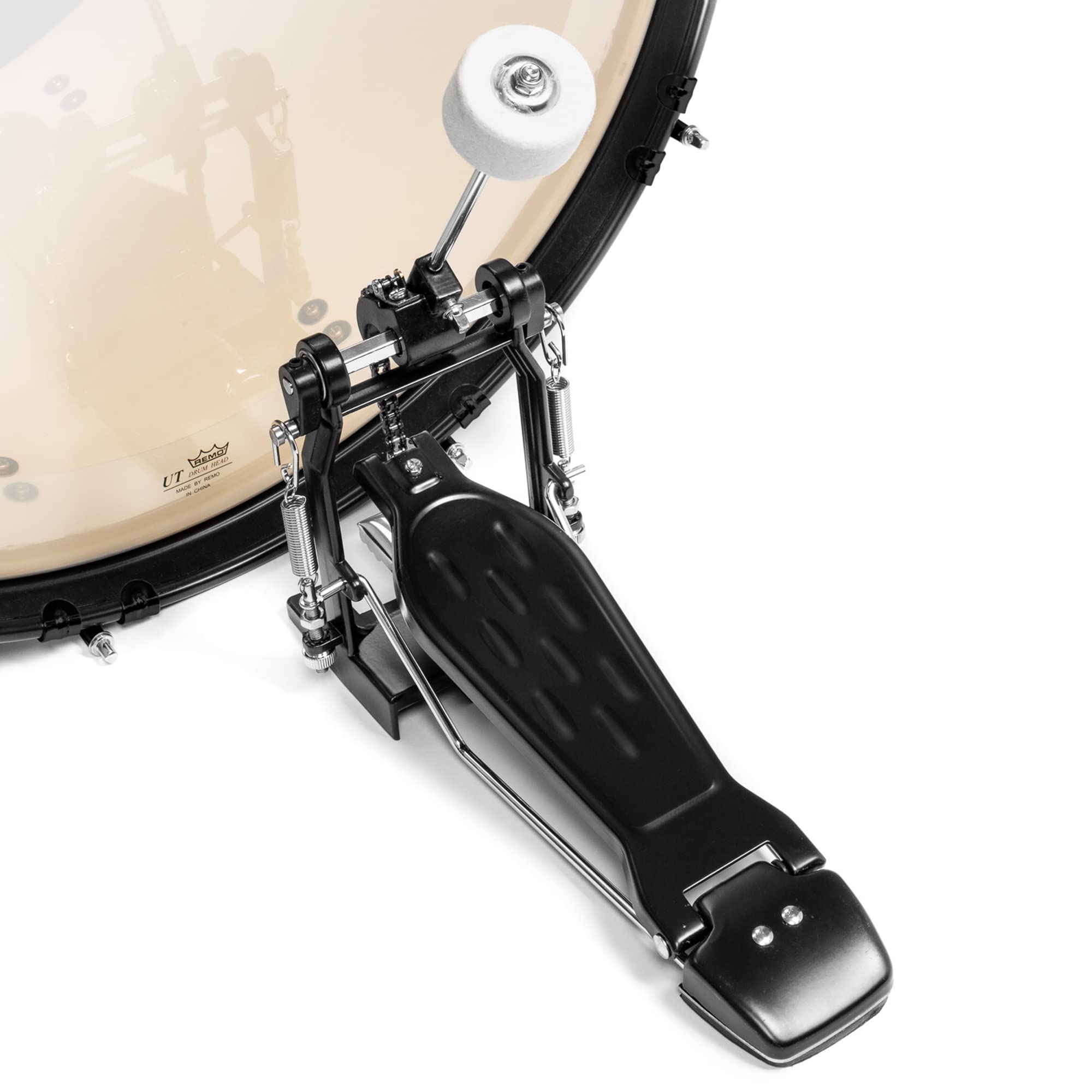 Ashthorpe 5-Piece Complete Full Size Adult Drum Set with Remo Batter Heads – Silver