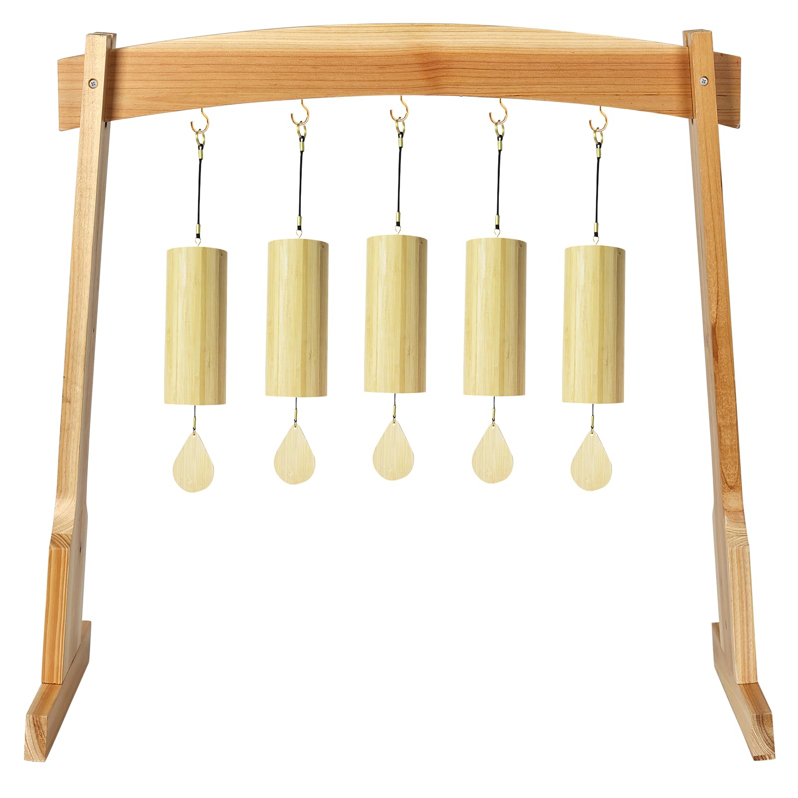 Amcortn Chime Stand for 5 Chimes, 14″ Gong Target Stands, Wind Chimes Wood Stand, Light & Portable Multipurpose Stand, Easy Assembly for Sound Healing, Meditation, Yoga