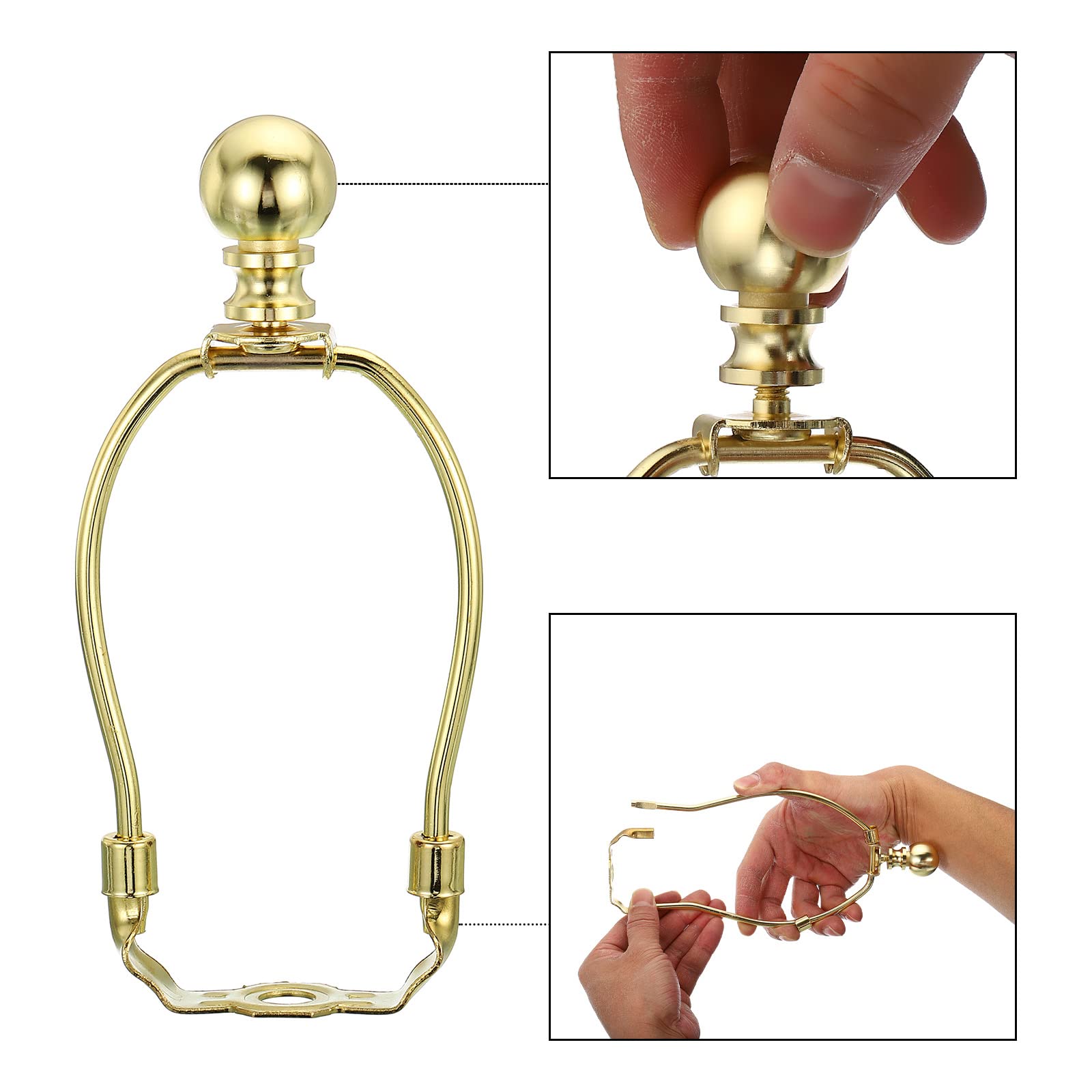 PATIKIL 5 Inch Lamp Harp Kit with Finial, 1 Set Gold Bracket Holder