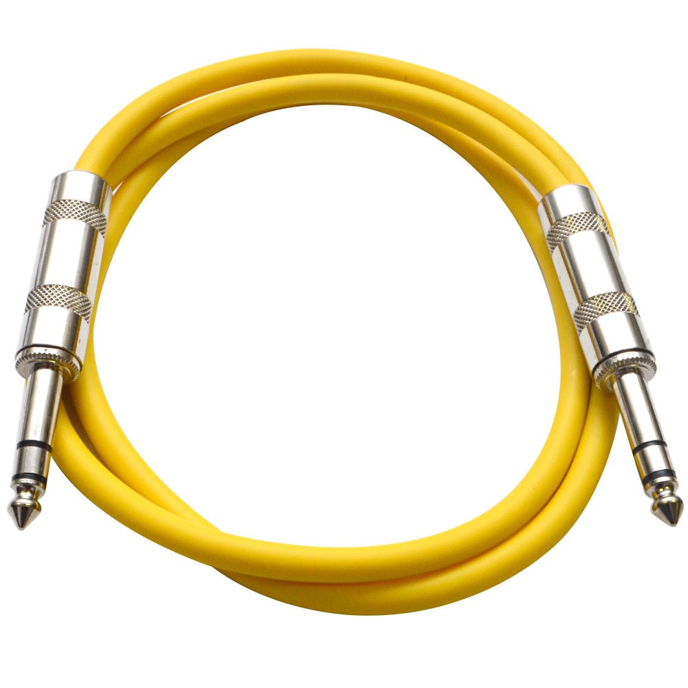 Seismic Audio – SATRX-2-6 Pack of Yellow 2′ 1/4″ TRS to 1/4″ TRS Patch Cables