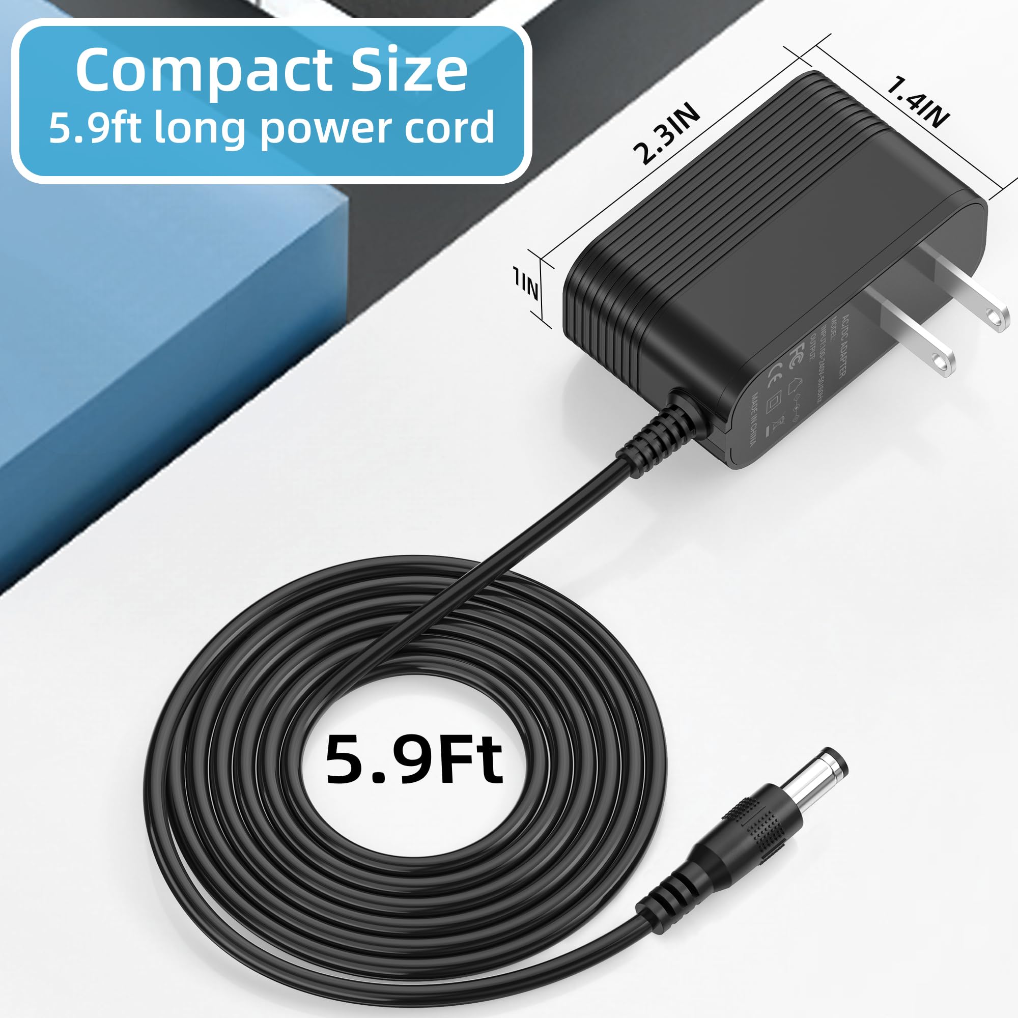 12V Power Cord for Alesis Recital 88-Key 61-Key Digital Piano Keyboard Charger Replacement for Alesis 7-10-1215 Adapter Power Supply