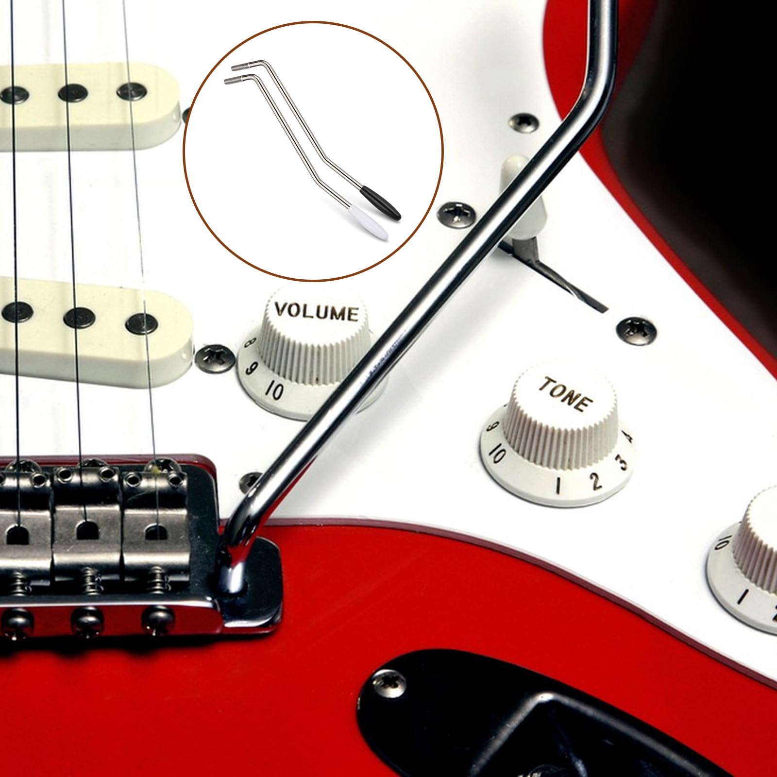 2 PCS 6mm & 5mm Whammy Bar for Electric Guitar, Thread Metal Single Guyker Tremolo Arm Whammy Bar with Tip Compatible with Stratocaster Electric Guitar Tremolo System(Silver, Black)