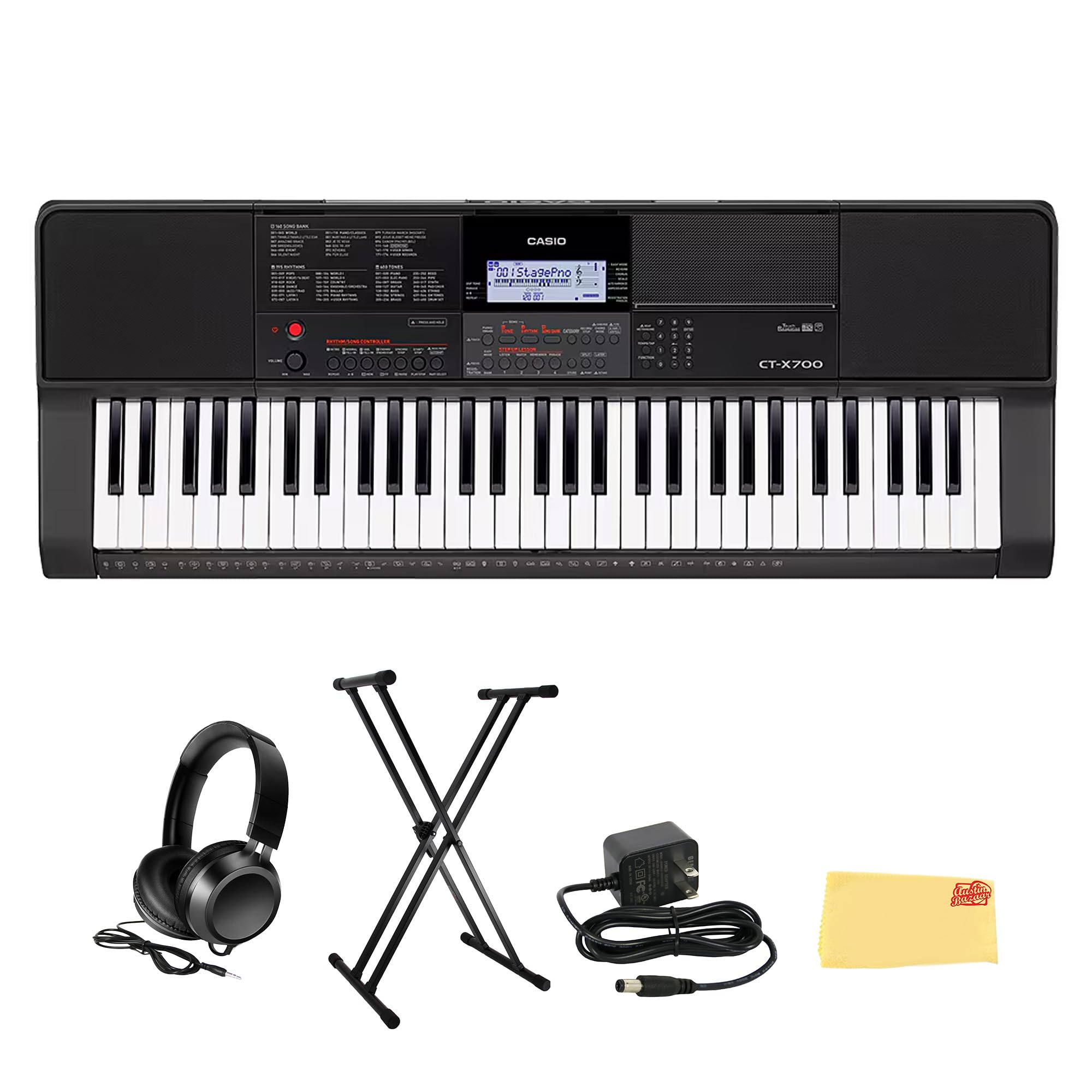Casio CAS CTX700 PPK CT-X700 PPK Premium Keyboard Pack with Power Supply, Stand, and Headphones Exclusive Bundle