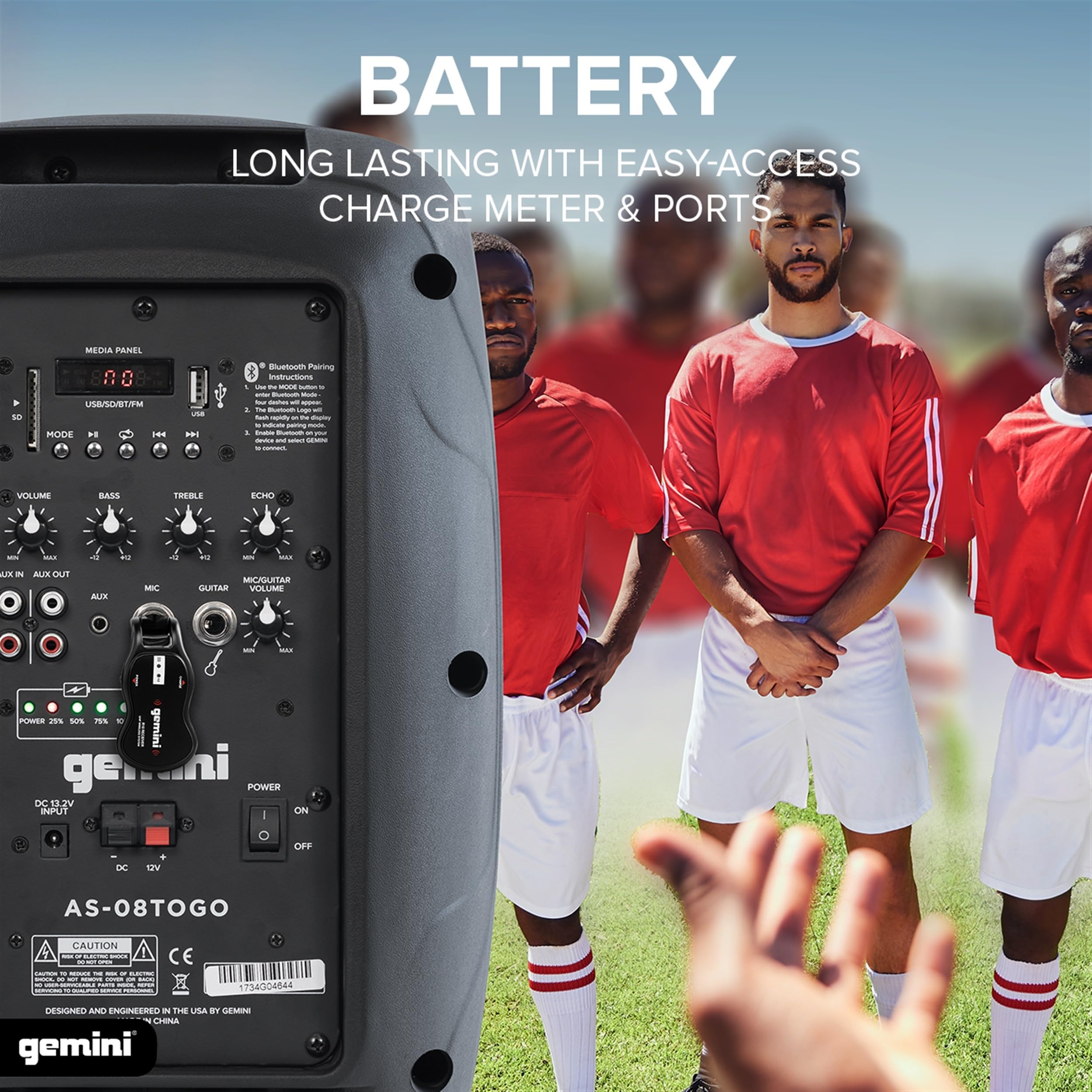 Gemini 8″ Battery Bluetooth PA Speaker, 200 Watts (AS-08TOGO)