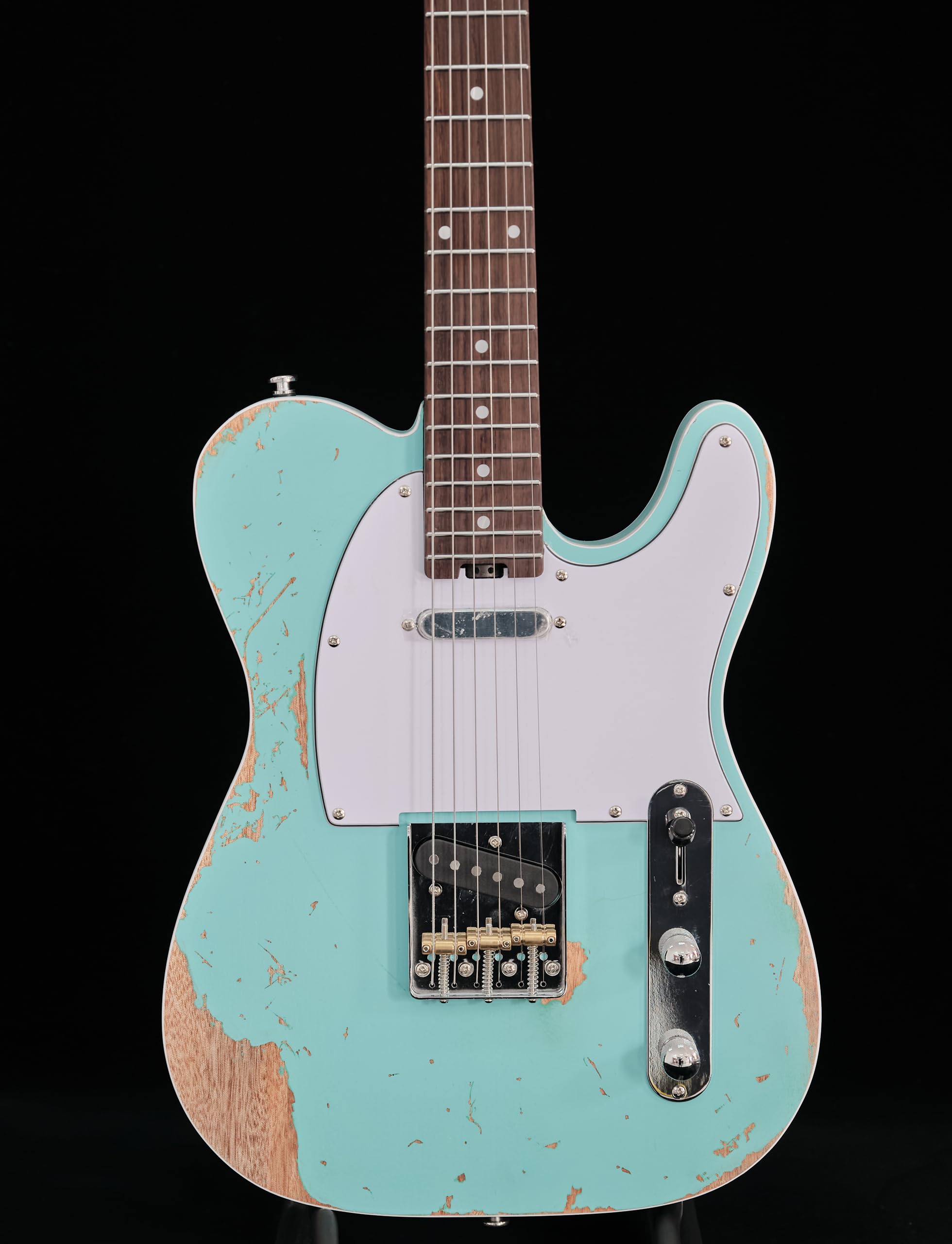 KGD Relic electric guitar mahogany body carbonized maple neck rosewood fretboard 6-string solidbody electric guitar S-S pickupsbrass barrel saddle bridge (Seafoam)