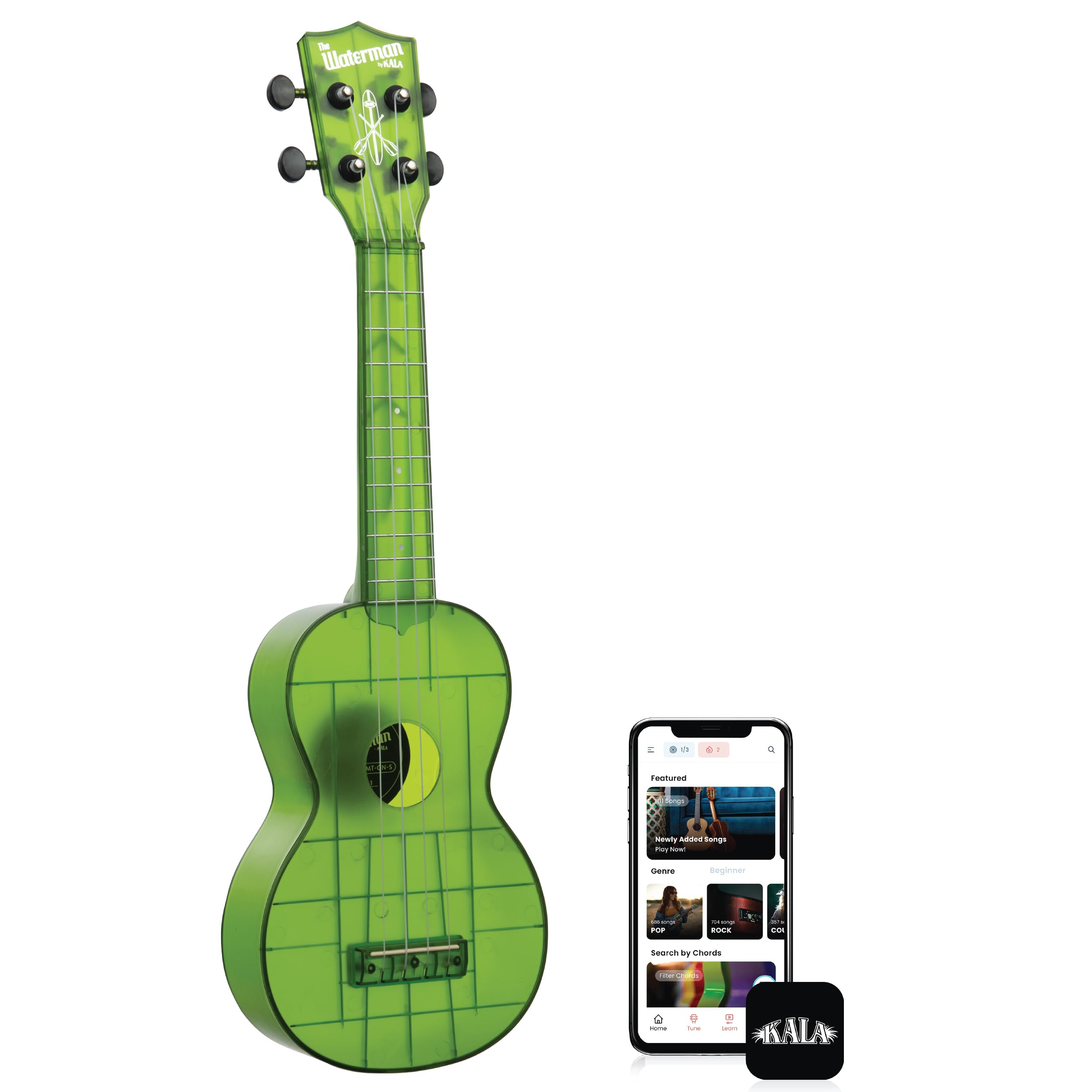 Kala KA-WMT Soprano Waterman Sea Glass Ukulele – Jade Green
