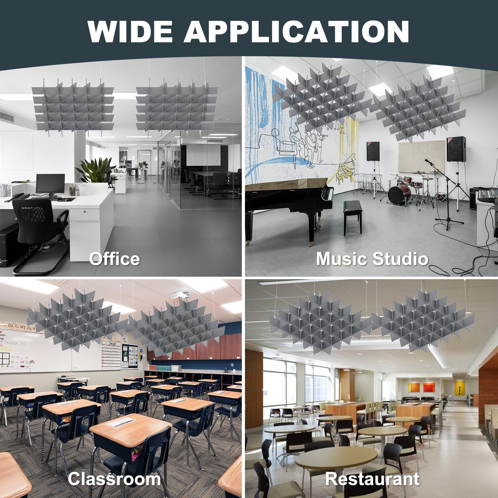 Acoustic Ceiling Panels Sound Absorbing Panels, Lattice Gray
