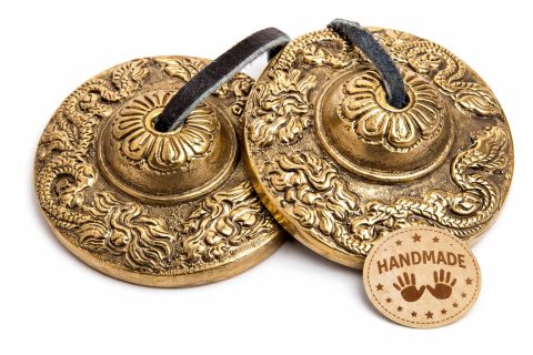 Tingsha Cymbals Bells – Easy To Play – Meditation Mindfulness Chime For Chakra Healing Sound Bath Dharma Gifts Handcrafted Tibetan By Himalayan Bazaar (Dragon Embossed)