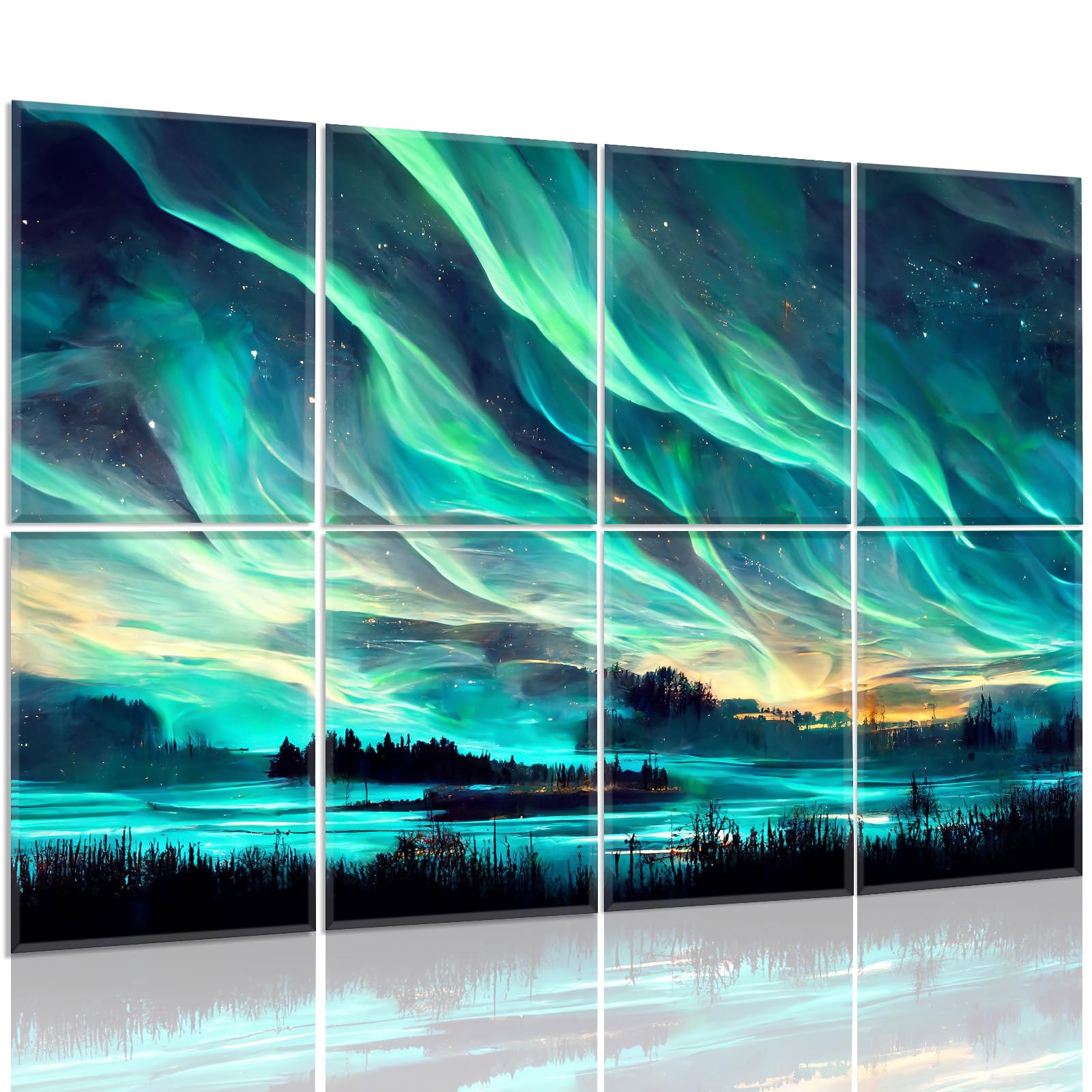 Art Acoustic Panels, 48″X32″ Self-adhesive Soundproof Wall Panels, 8 Pack Decorative Acoustical Wall Panel Sound Absorbing Panels Sound Dampening Panels for Home