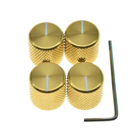4pcs Aluminium Guitar/Bass Knobs Volume/Tone Control Knob 1/4″ Metal Universal Potentiometer Pot Knobs with Set Screw and Indicator for Tele/Telecaster/P Bass Gold