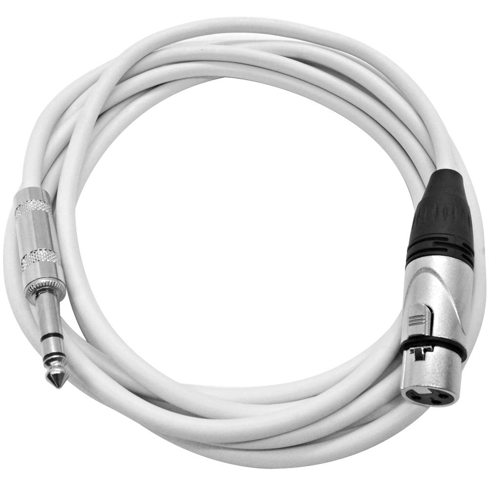 Seismic Audio – SATRXL-F10White – 10 Foot White XLR Female to 1/4 Inch TRS Patch Cables- 10′ Professional Audio Balanced XLR-F to 1/4″ Patch Cord