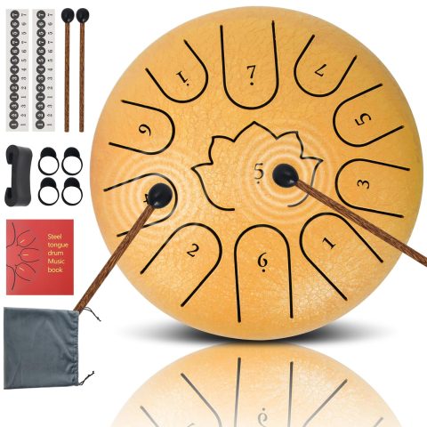 Steel Tongue Drum 6-Inch 11-Note, Rain Drum for Outside Garden, C Major