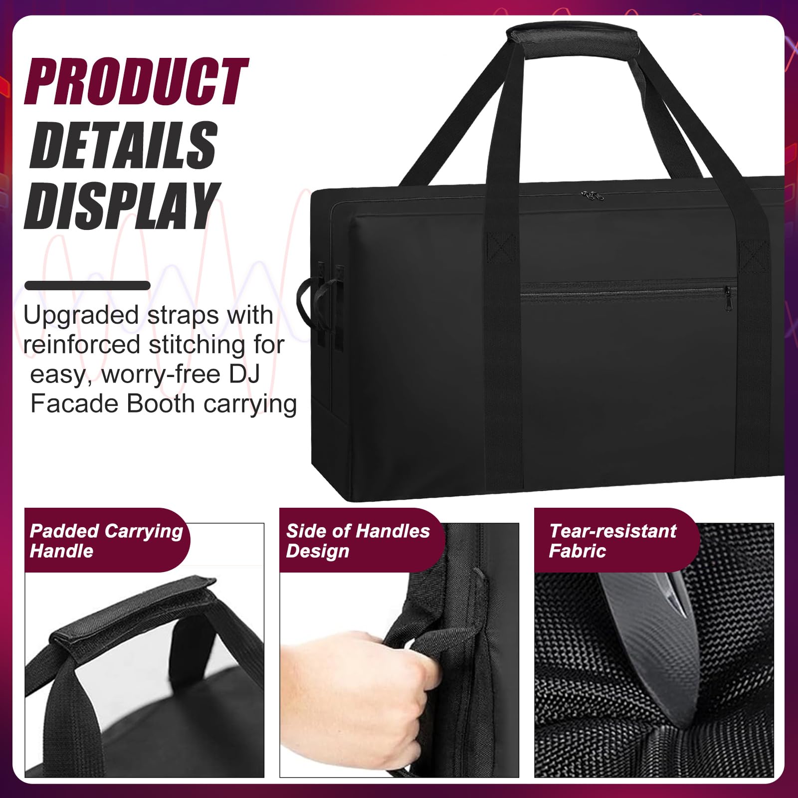 Heavy Duty Water-Resistant DJ Facade Booth Carrying Bag 48″Lx 5.5″W x23.6″H