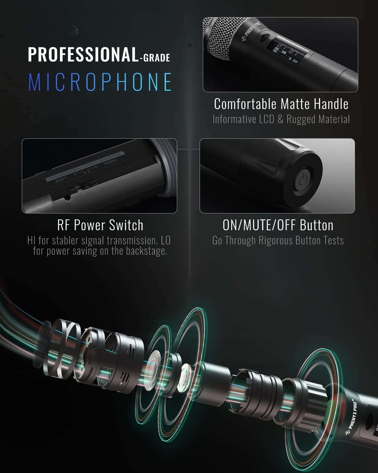 Phenyx Pro Single UHF True Diversity Auto Scan Wireless Mic System PTU-1U