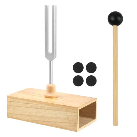 GOGHOST 432 Hz Tuning Fork Set with Wooden Resonator Box and Silicone Hammer, Chakra Tuning Forks for Sound Healing Therapy, DNA Repair, Stress Relief, and Aluminum Alloy Music Instrument