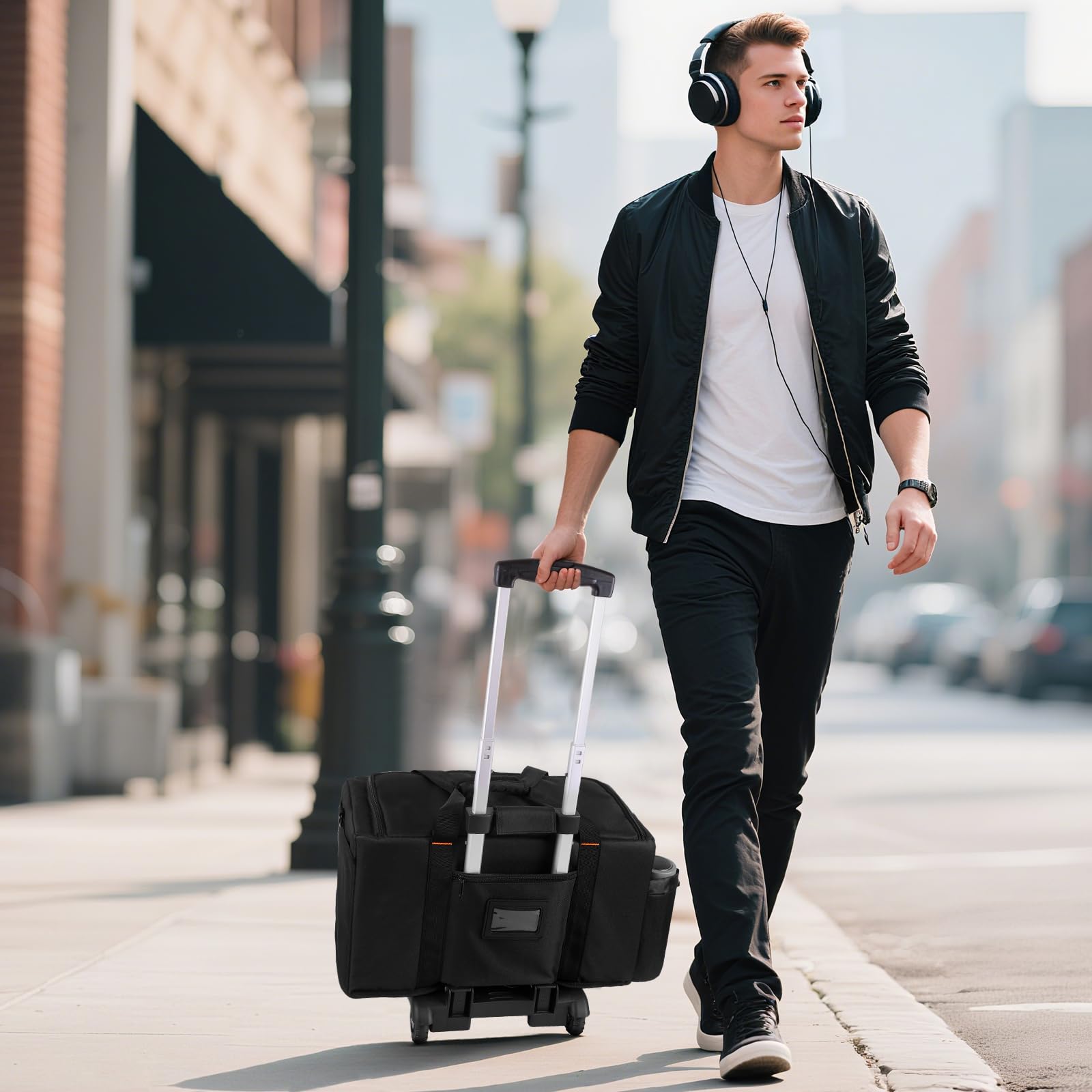 Timoxi Large Rolling DJ Bag Built-in hard plastic With Detachable Trolley
