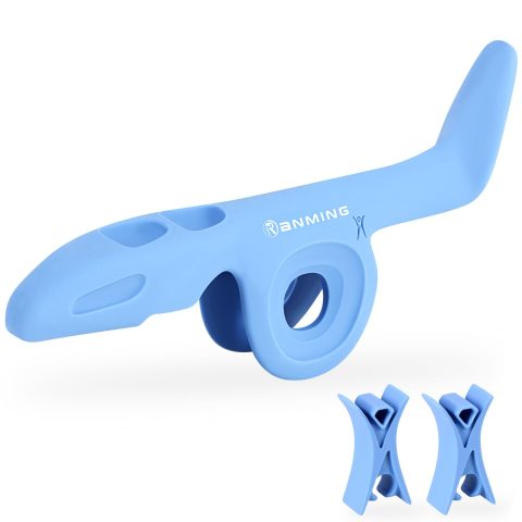 RANMING Violin Bow Holder for Practice– Silicone Hand Position Corrector Non-Slip Teaching Tool for Beginners Students Improve Bow Grip & Posture Violin Teaching Aid With 2 Bow Stopper Blue