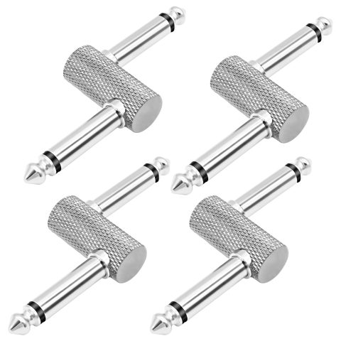 MEIRIYFA Guitar Pedal Patch Connector Z Type 6.35mm 1/4″ Effect Couplers Mono Male to Male Adapter Audio Converter Connector for Electric Guitars Pedal-boardel 4Pcs (Z Type-Silver)