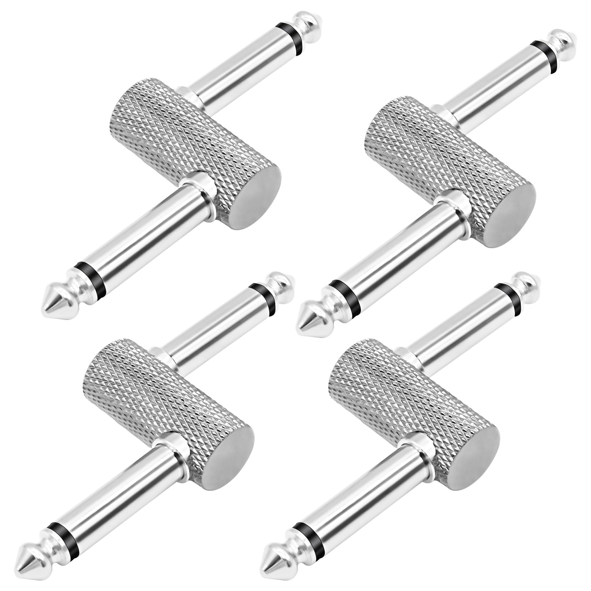 MEIRIYFA Guitar Pedal Patch Connector Z Type 6.35mm 1/4″ Effect Couplers Mono Male to Male Adapter Audio Converter Connector for Electric Guitars Pedal-boardel 4Pcs (Z Type-Silver)